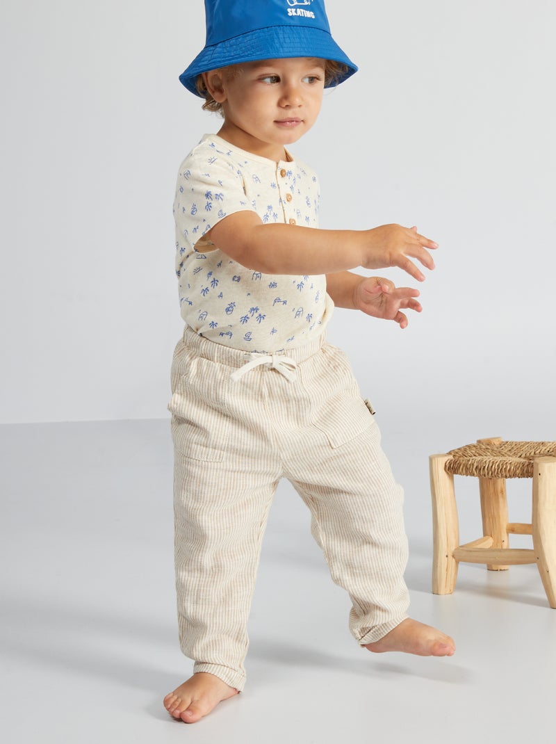 Pantaloni in lino e cotone BIANCO - Kiabi