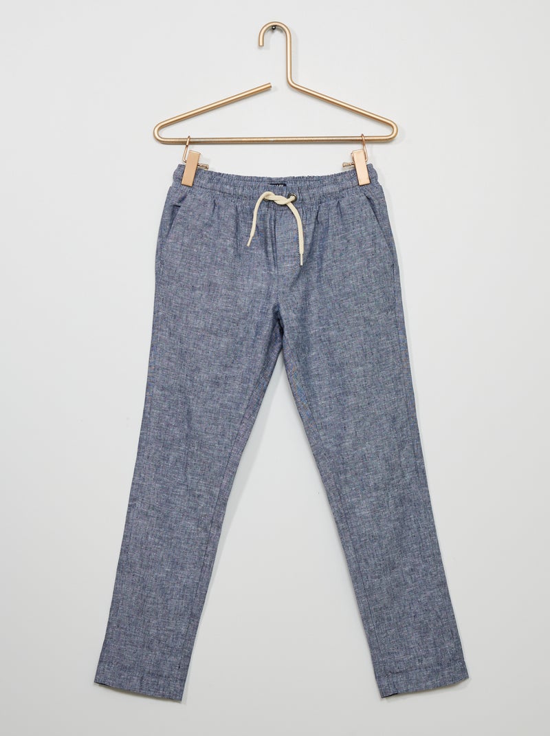 Pantaloni in lino e cotone BLU - Kiabi