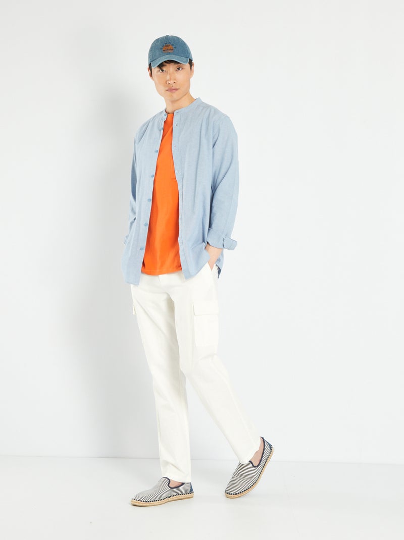 Pantaloni in lino e cotone con tasche BIANCO - Kiabi