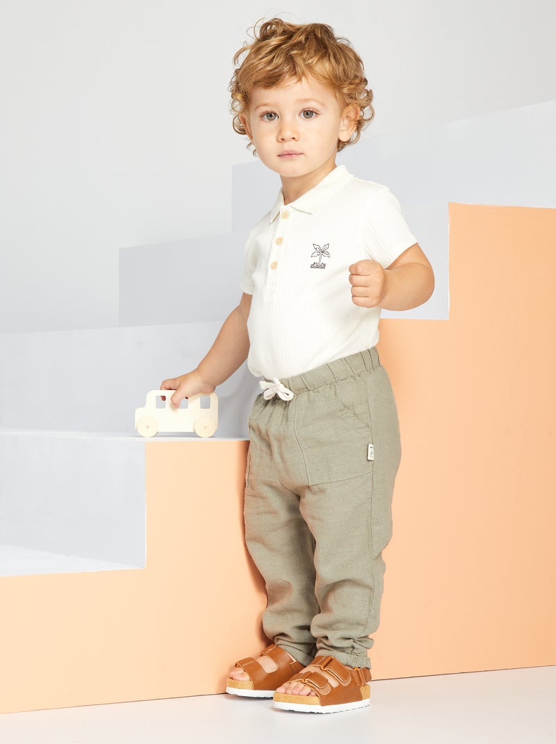 Pantaloni in lino e cotone grigio - Kiabi