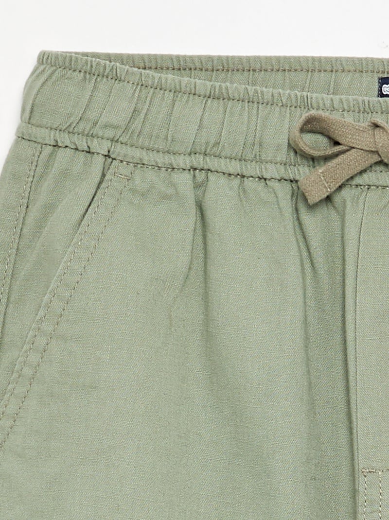 Pantaloni in lino e cotone Verde - Kiabi