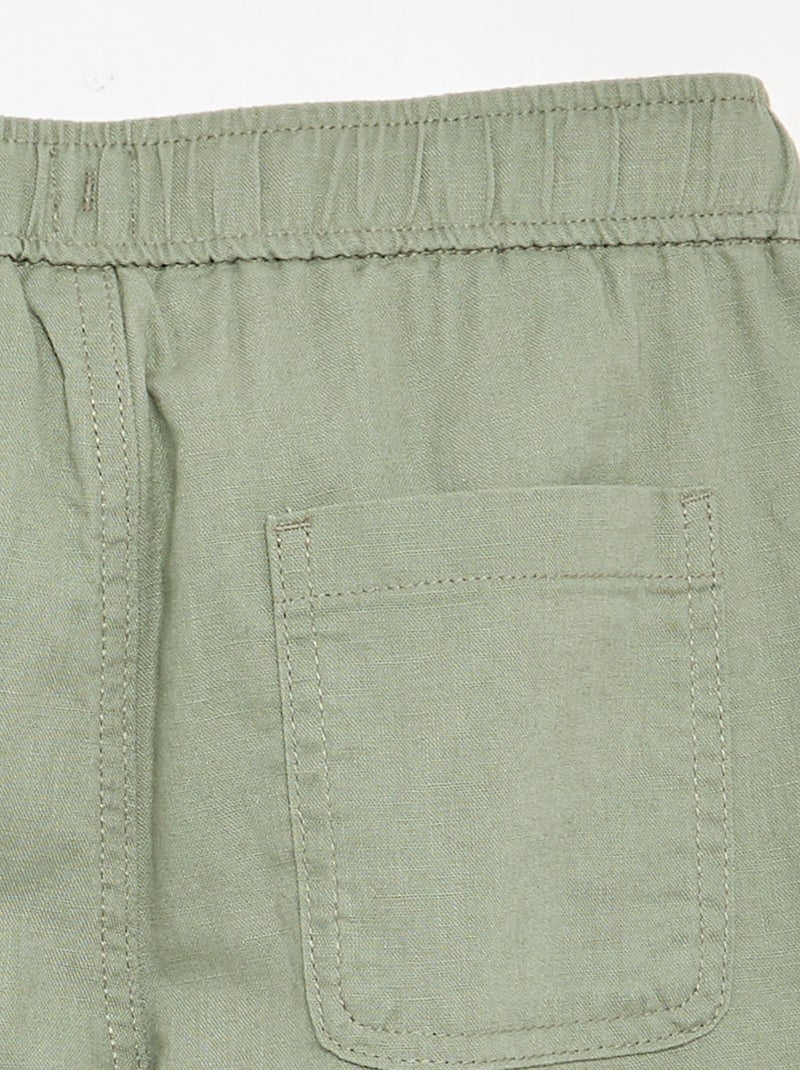 Pantaloni in lino e cotone Verde - Kiabi