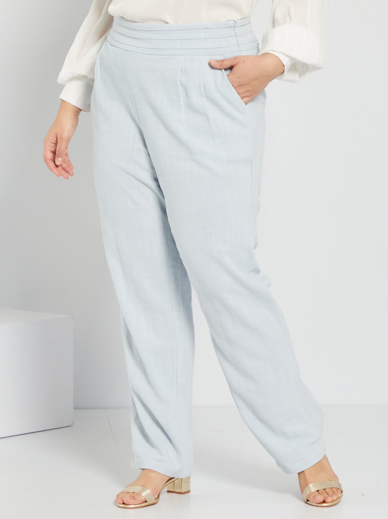 Pantaloni in lino grigio blu - Kiabi