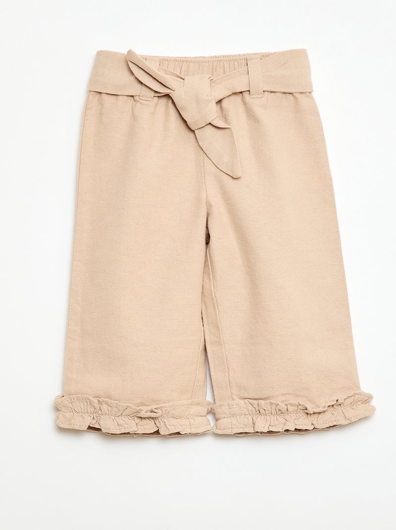 Pantaloni in lino misto Beige - Kiabi