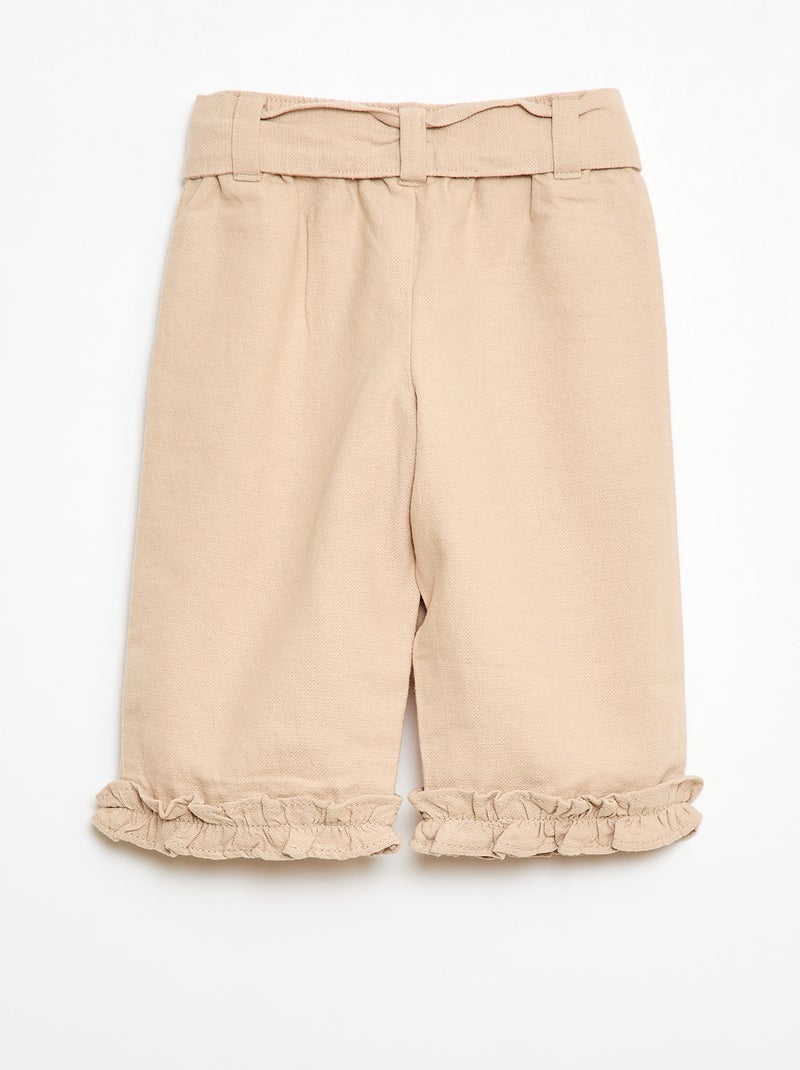 Pantaloni in lino misto Beige - Kiabi