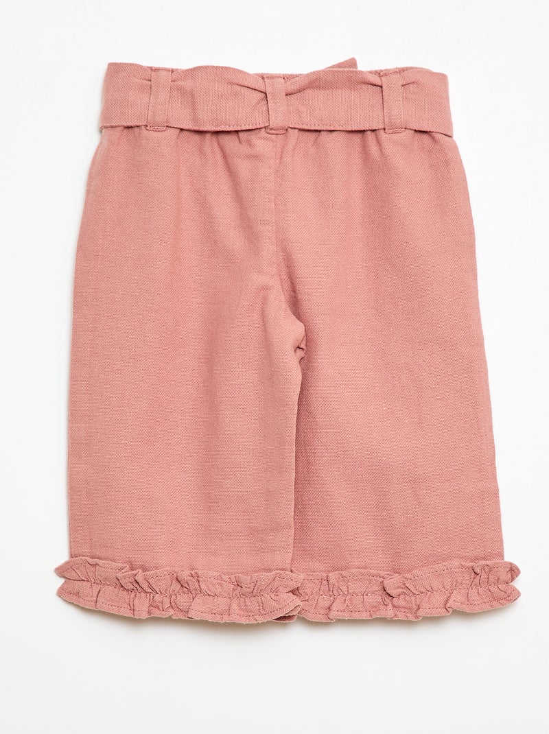 Pantaloni in lino misto Rosa - Kiabi