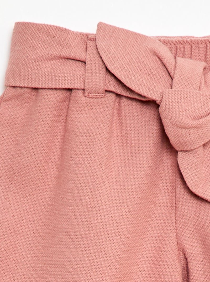 Pantaloni in lino misto Rosa - Kiabi