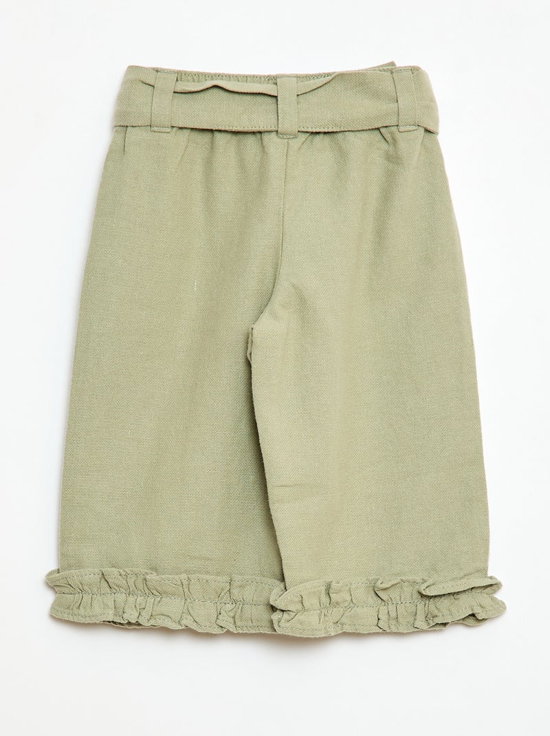 Pantaloni in lino misto Verde - Kiabi