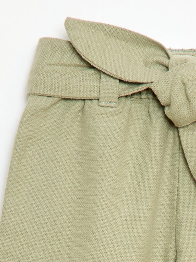 Pantaloni in lino misto Verde - Kiabi