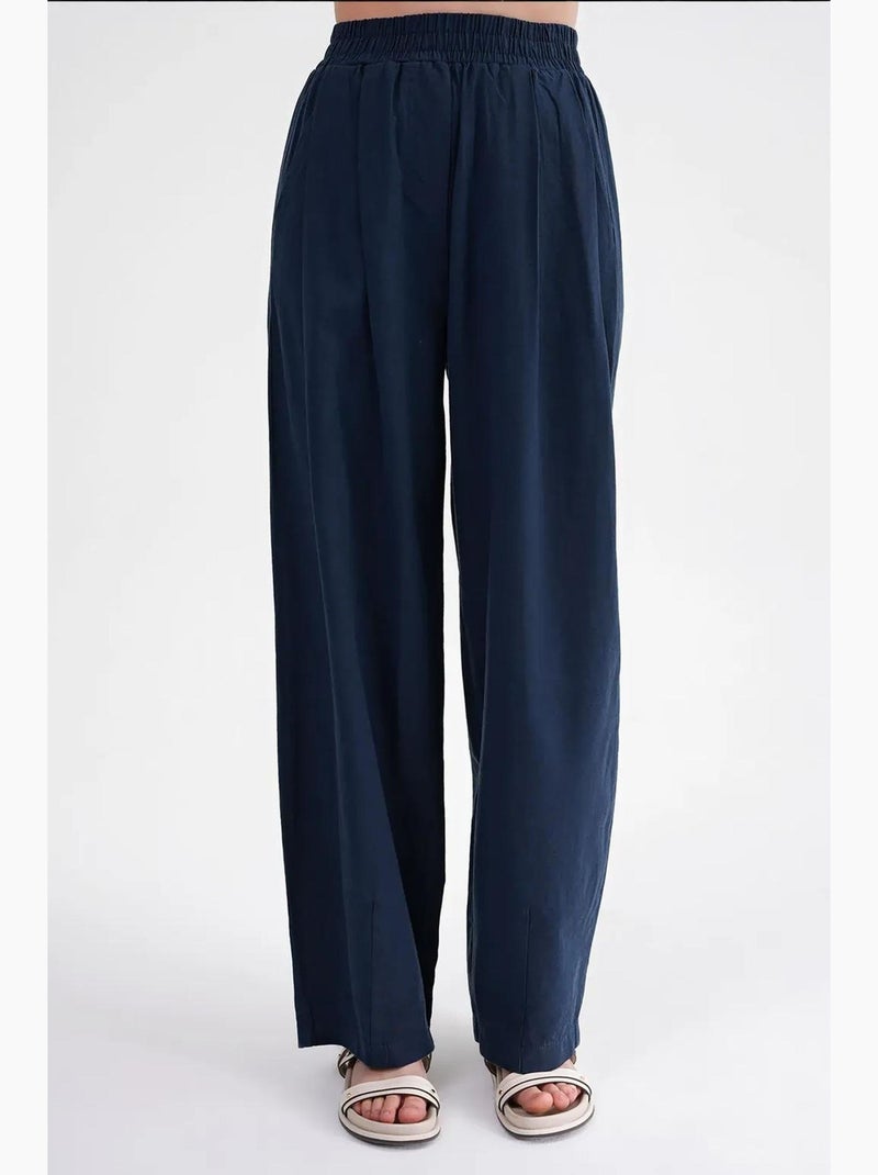 Pantaloni in lino straight fit mixray Blu marino - Kiabi