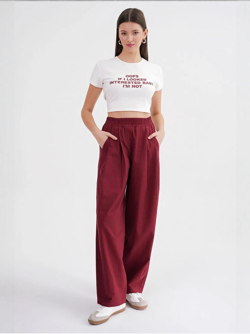 Pantaloni in lino straight fit mixray Rosso bordeaux - Kiabi