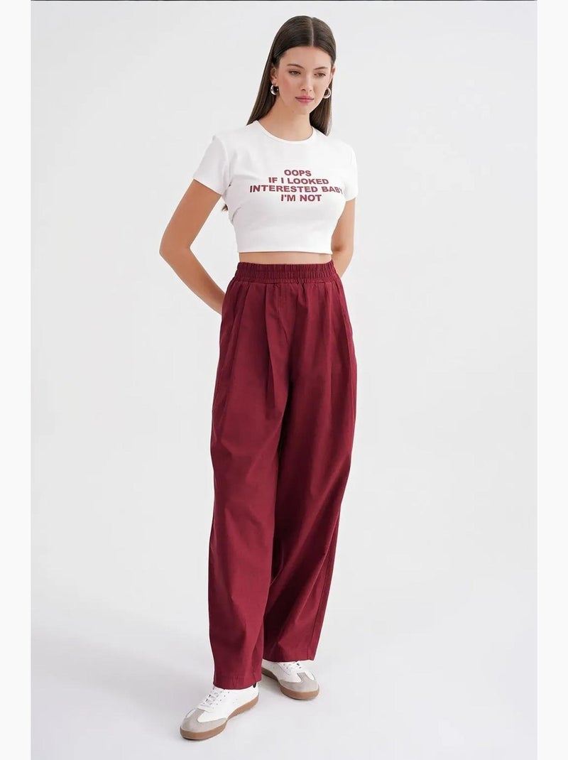 Pantaloni in lino straight fit mixray Rosso bordeaux - Kiabi