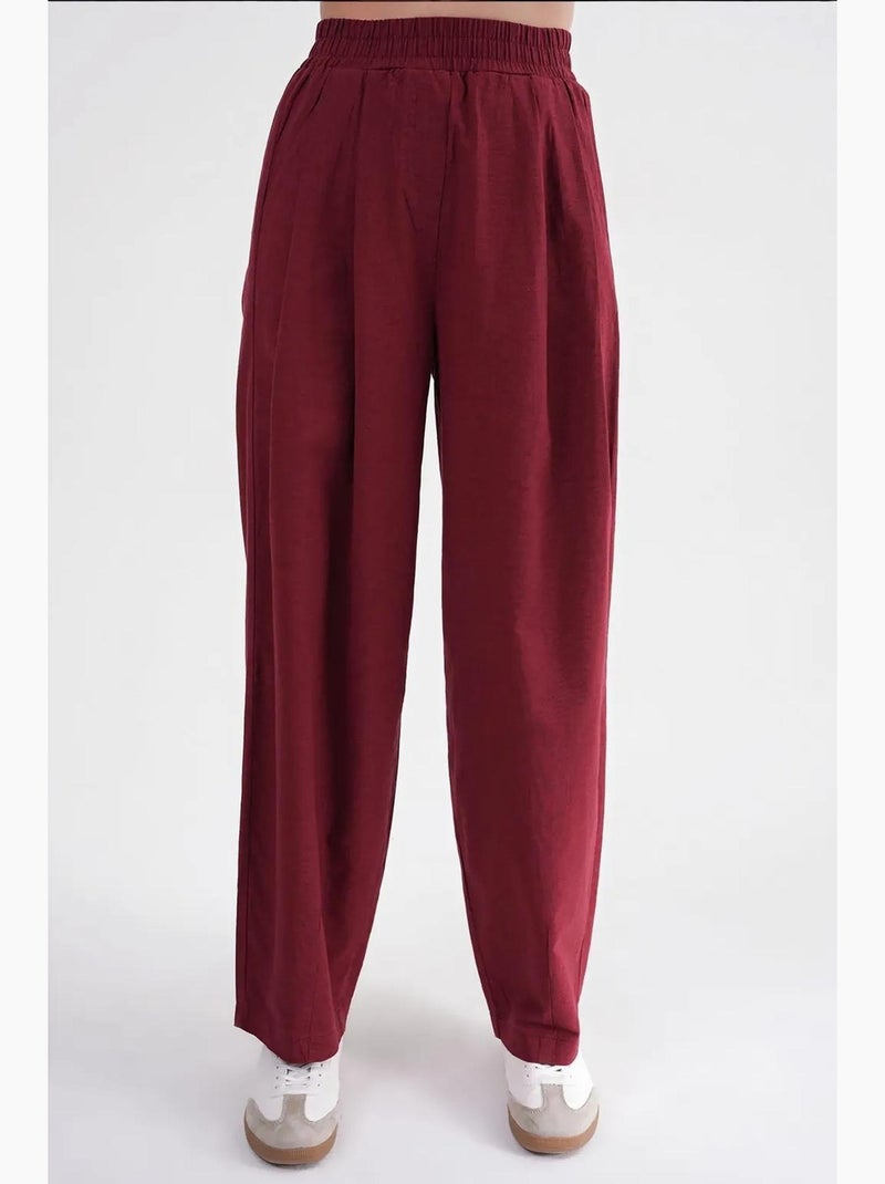 Pantaloni in lino straight fit mixray Rosso bordeaux - Kiabi