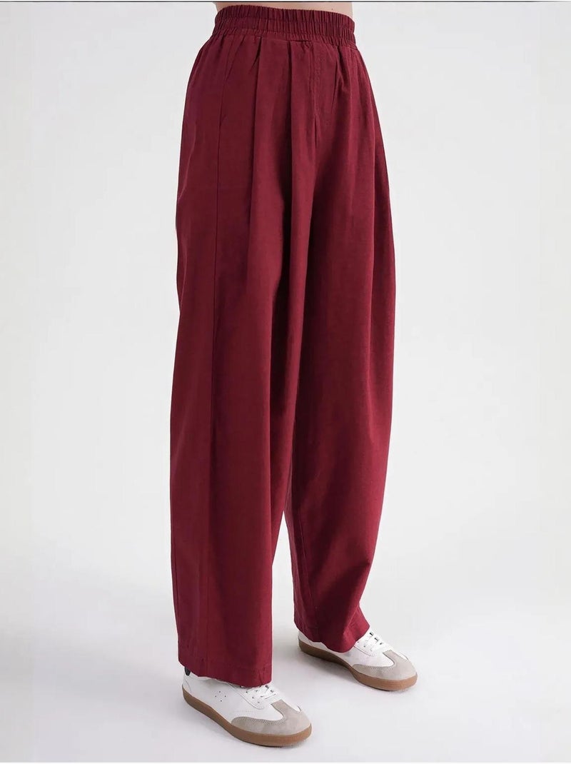 Pantaloni in lino straight fit mixray Rosso bordeaux - Kiabi