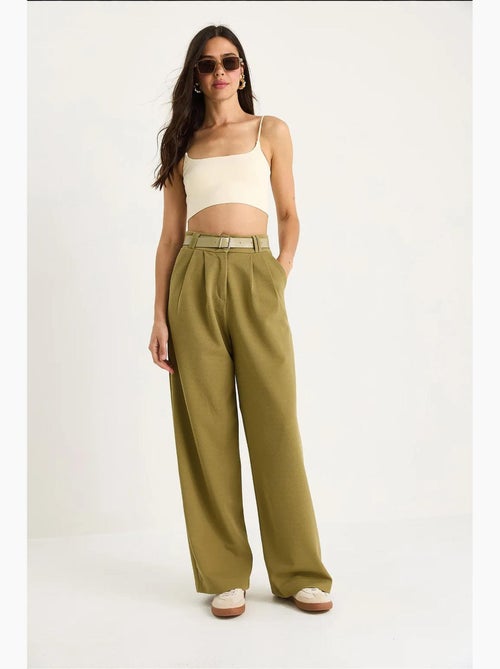 Pantaloni in maglia a gamba ampia con cintura lucci - Kiabi Pantaloni in maglia a gamba ampia con cintura lucci - Kiabi