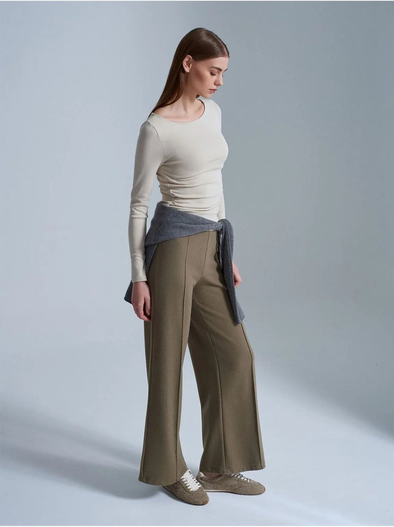 Pantaloni in maglia a gamba ampia da donna dilvin Cachi - Kiabi