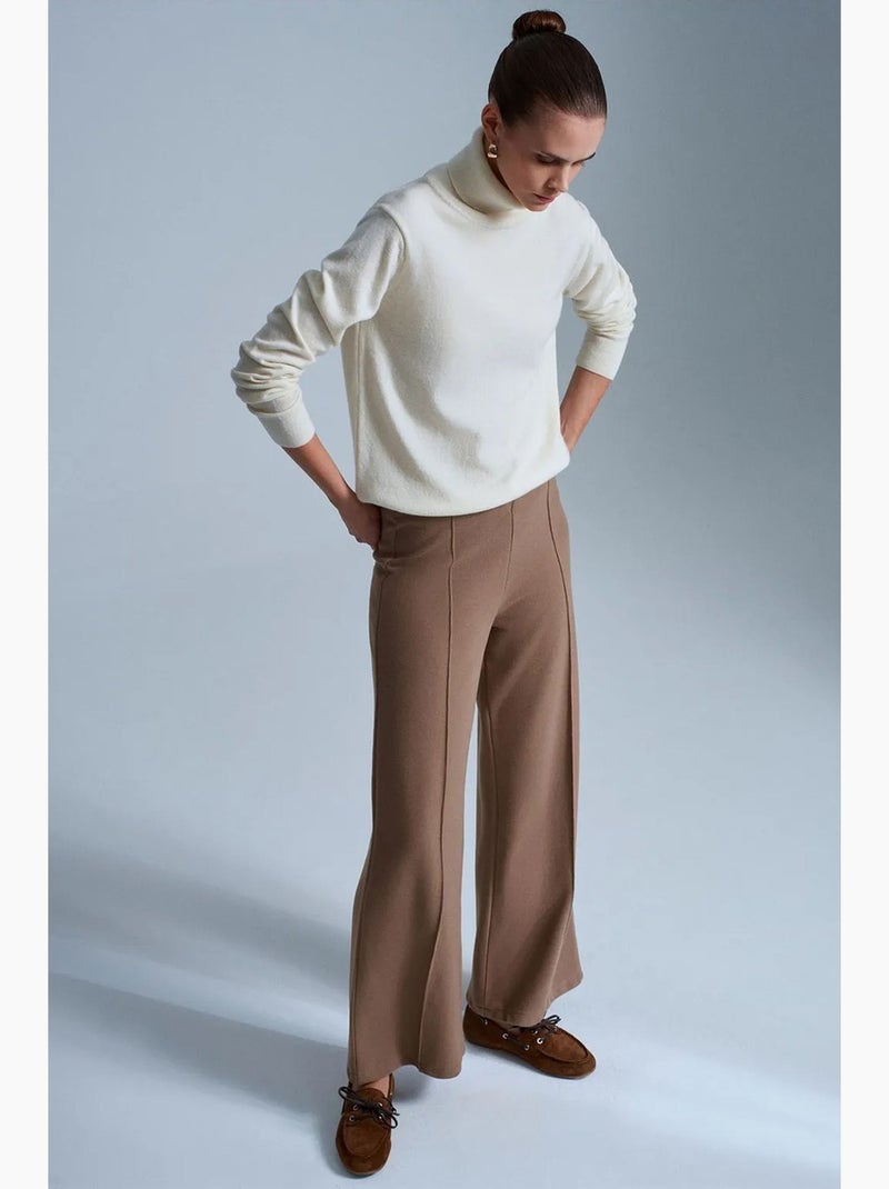 Pantaloni in maglia a gamba ampia da donna dilvin Cammello - Kiabi