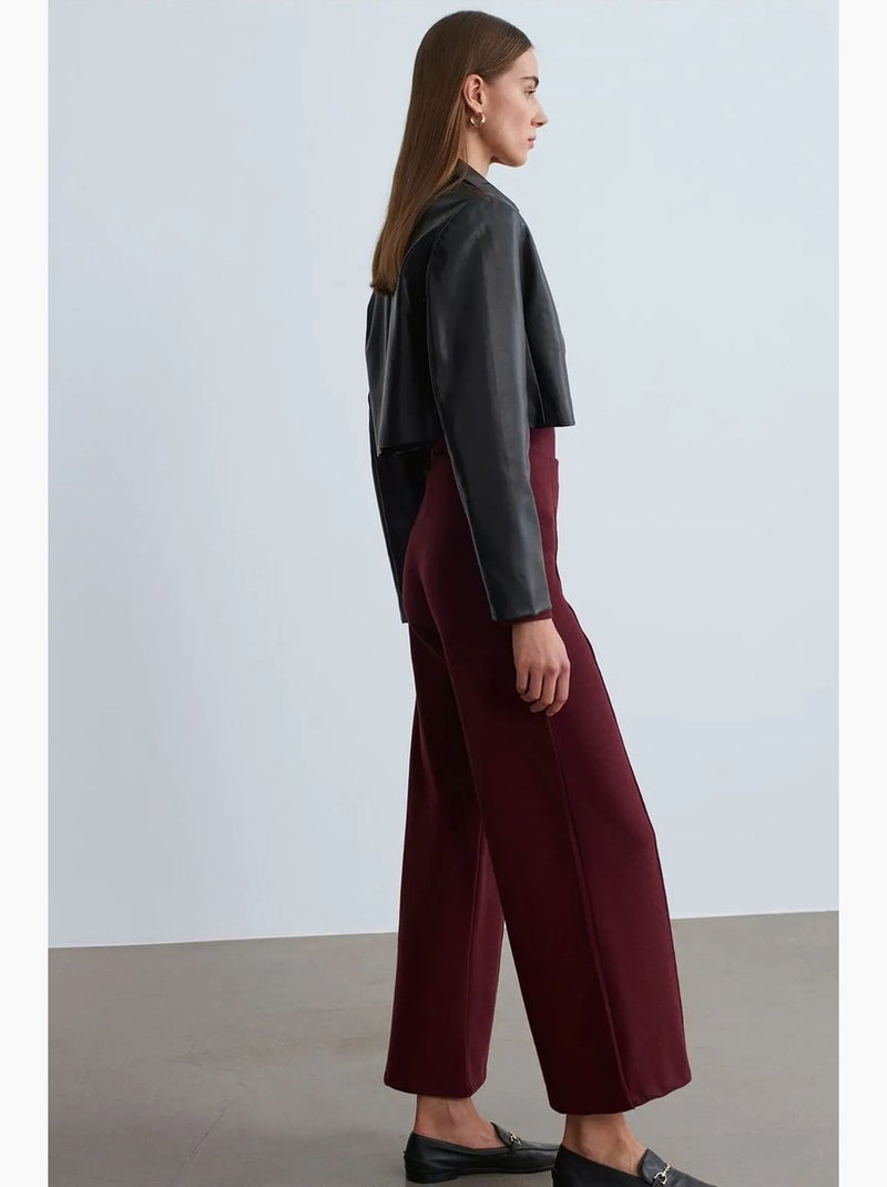 Pantaloni in maglia a gamba ampia da donna dilvin Rosso bordeaux - Kiabi