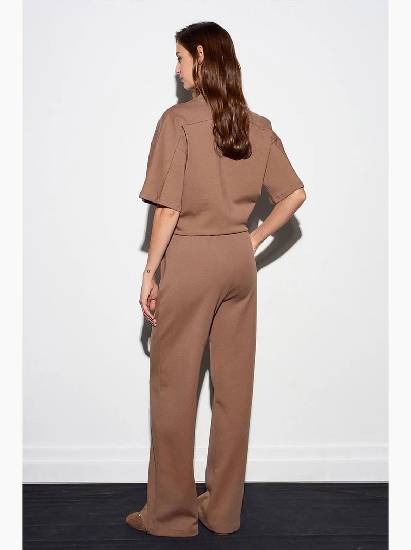 Pantaloni in maglia a gamba ampia dilvin Tortora - Kiabi