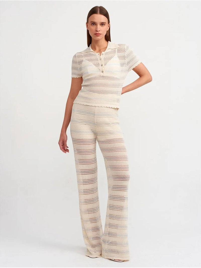 Pantaloni in maglia a righe a vita alta e gamba ampia da donna dilvin Multicolore - Kiabi