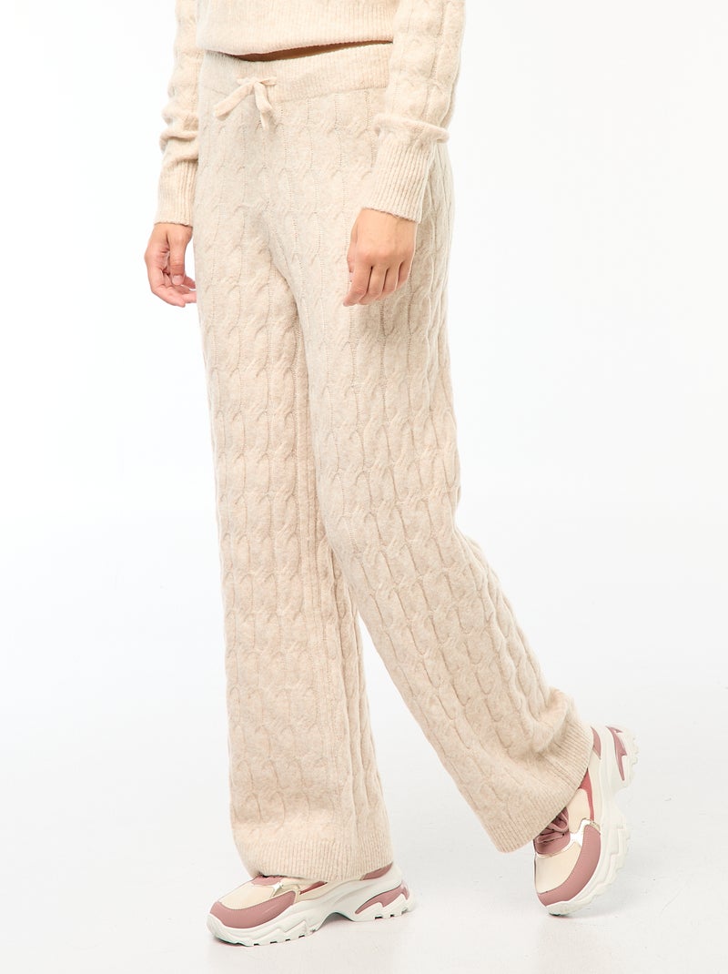 Pantaloni in maglia a trecce Beige - Kiabi