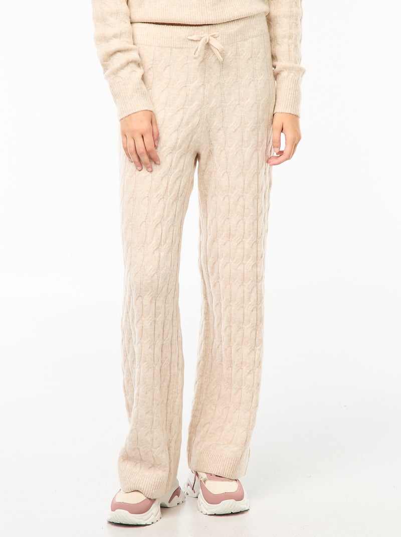 Pantaloni in maglia a trecce Beige - Kiabi