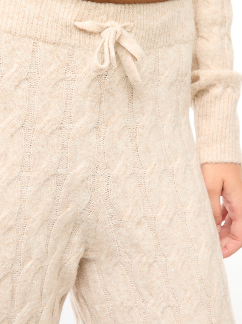 Pantaloni in maglia a trecce Beige - Kiabi