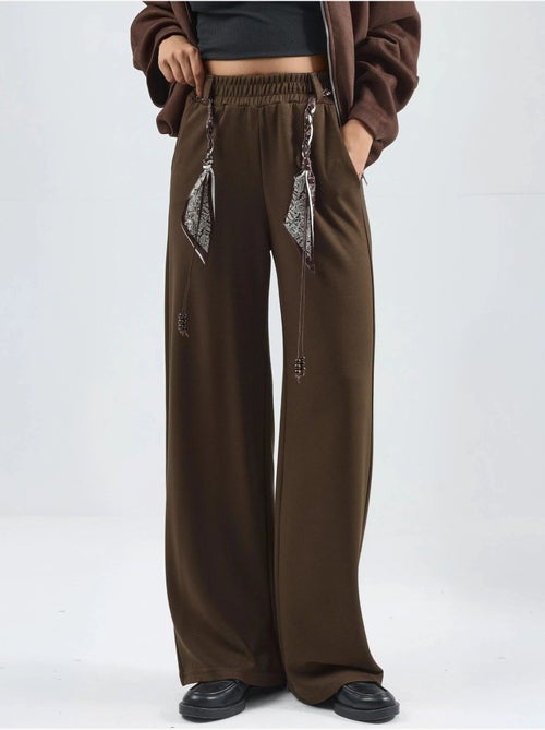 Pantaloni in maglia a vita alta con cintura e gamba dritta modal touch, hiccup - Kiabi Pantaloni in maglia a vita alta con cintura e gamba dritta modal touch, hiccup - Kiabi