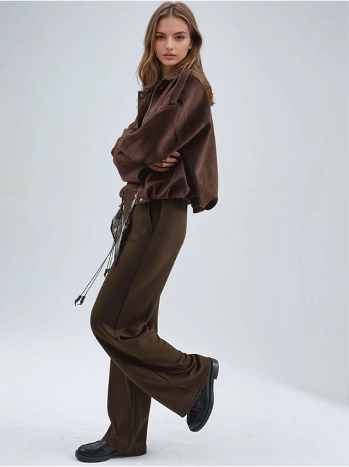 Pantaloni in maglia a vita alta con cintura e gamba dritta modal touch, hiccup - Kiabi Pantaloni in maglia a vita alta con cintura e gamba dritta modal touch, hiccup - Kiabi