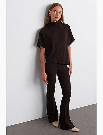 Pantaloni in maglia a zampa a vita alta dilvin