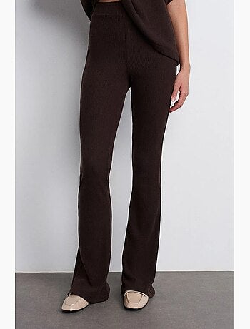 Pantaloni in maglia a zampa a vita alta dilvin