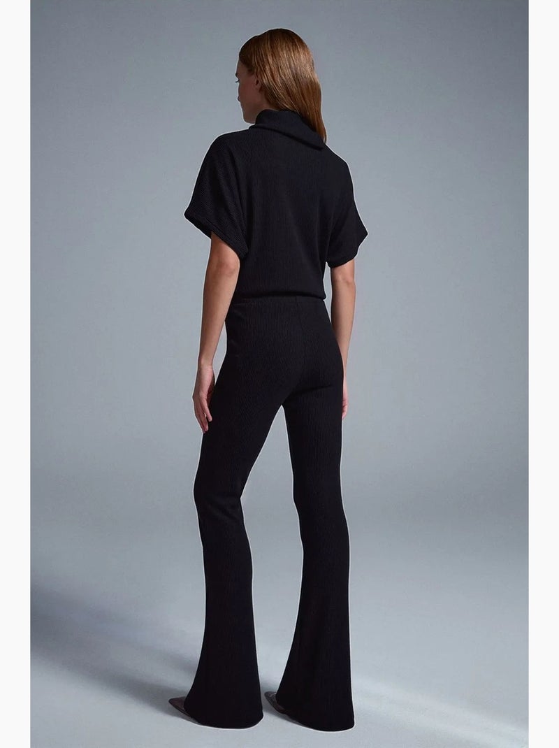 Pantaloni in maglia a zampa a vita alta dilvin Nero - Kiabi
