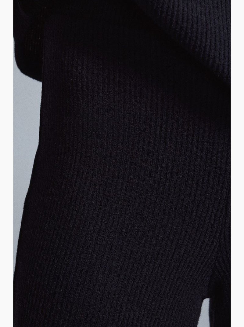 Pantaloni in maglia a zampa a vita alta dilvin Nero - Kiabi