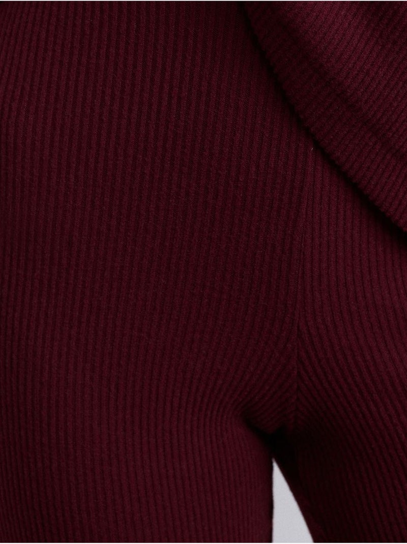 Pantaloni in maglia a zampa a vita alta Rosso bordeaux - Kiabi