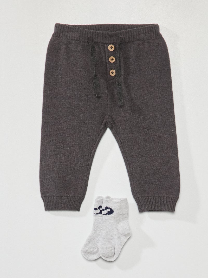 Pantaloni in maglia + calzini Grigio - Kiabi
