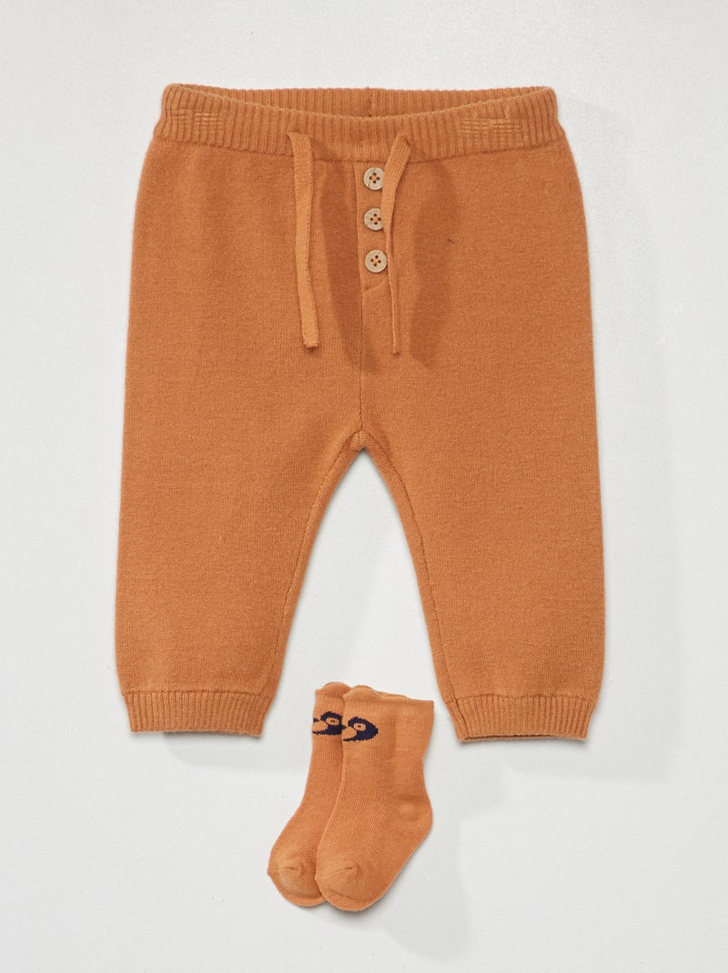 Pantaloni in maglia + calzini MARRONE - Kiabi