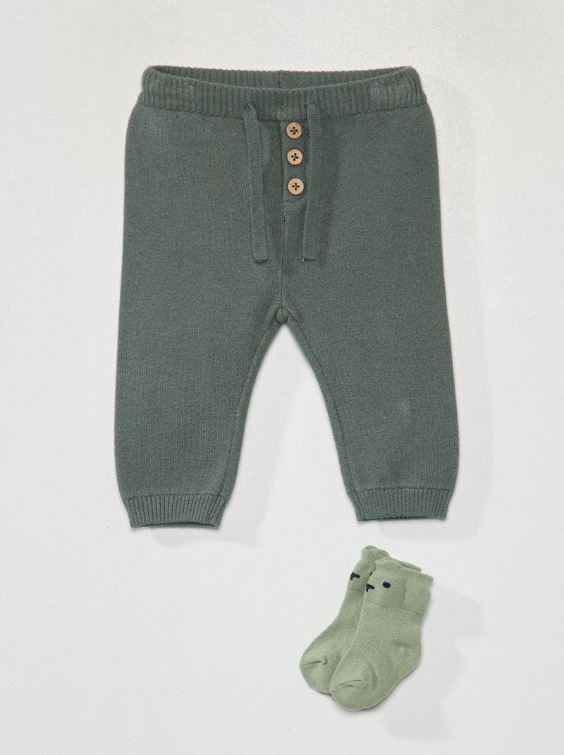 Pantaloni in maglia + calzini Verde - Kiabi