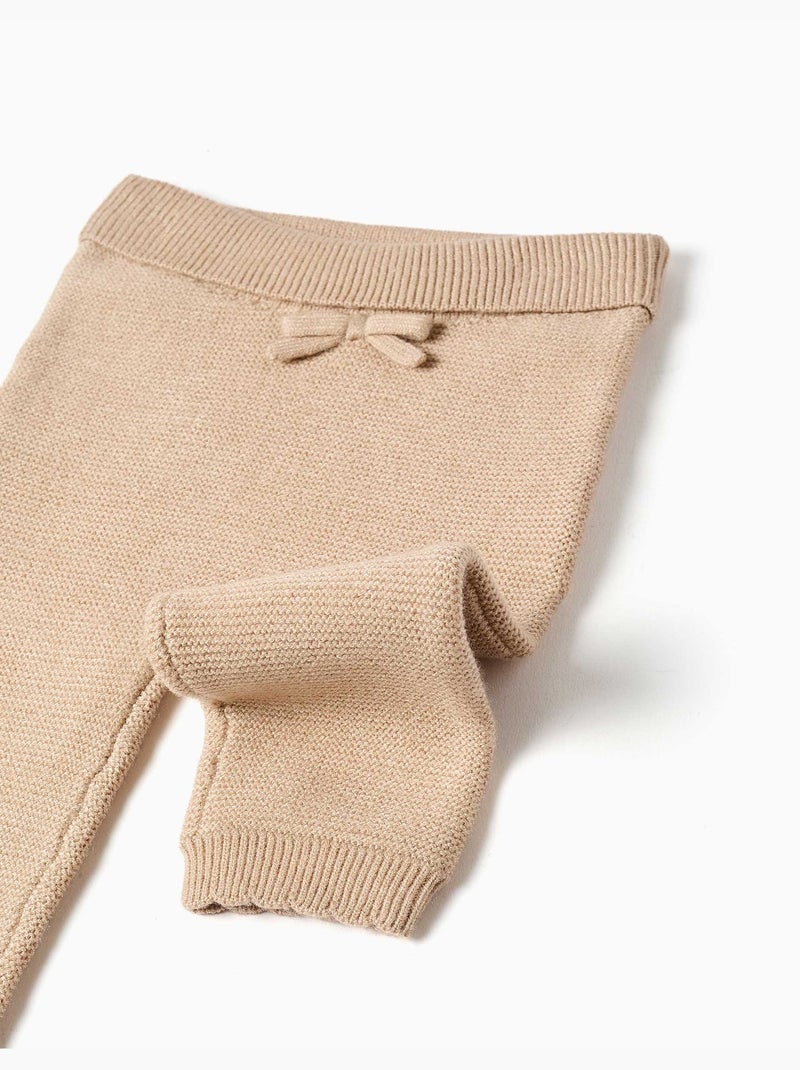 Pantaloni in maglia con fiocco decorativo Beige chiaro - Kiabi