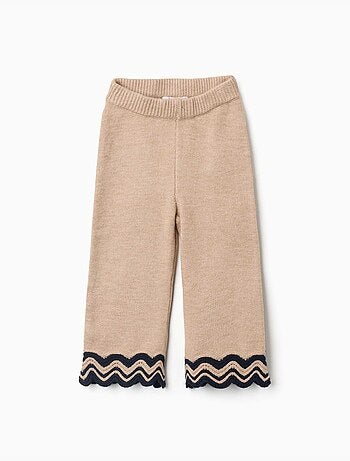 Pantaloni in maglia con orlo a righe
