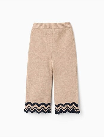 Pantaloni in maglia con orlo a righe