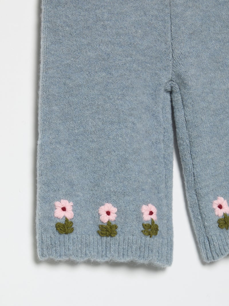 Pantaloni in maglia con ricami Blu - Kiabi