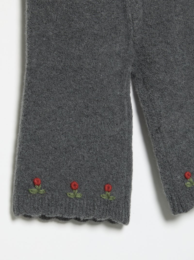 Pantaloni in maglia con ricami Grigio - Kiabi