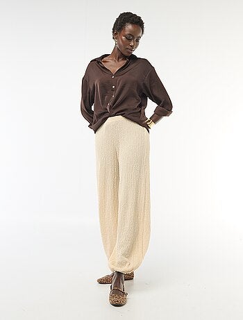 Pantaloni in maglia crinkle