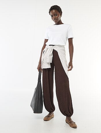 Pantaloni in maglia crinkle