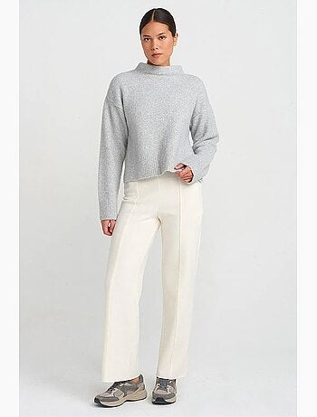 Pantaloni in maglia da donna a vita alta a gamba ampia dilvin