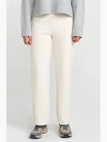 Pantaloni in maglia da donna a vita alta a gamba ampia dilvin