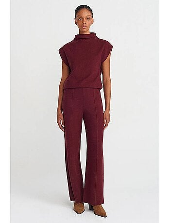 Pantaloni in maglia da donna a vita alta a gamba ampia dilvin