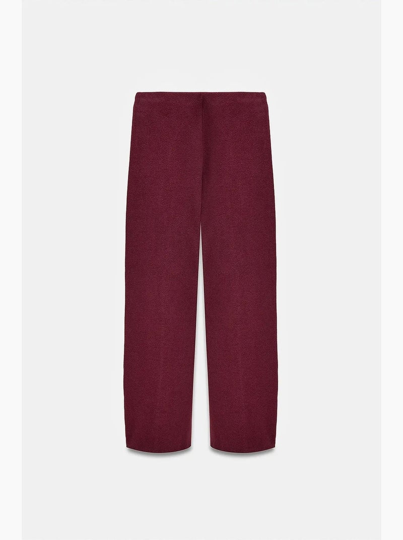 Pantaloni in maglia da donna a vita alta a gamba ampia dilvin Rosso bordeaux - Kiabi