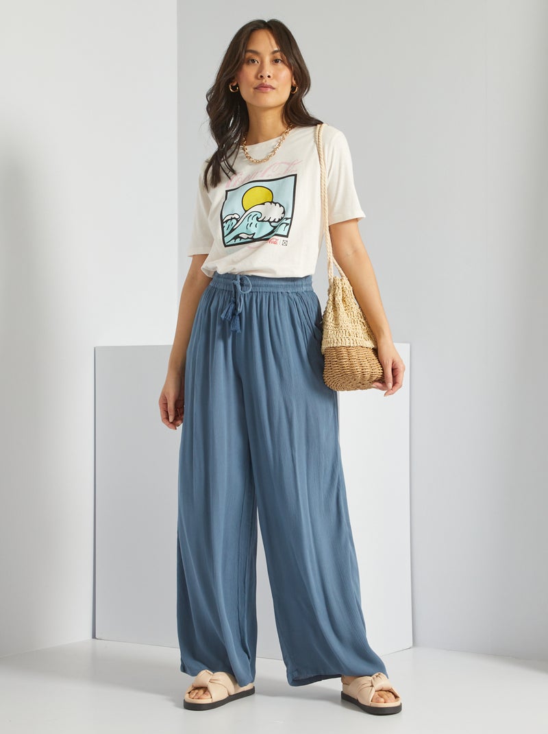 Pantaloni in maglia effetto crêpe BLU - Kiabi