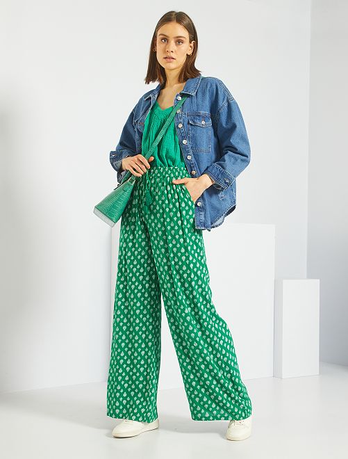 Pantaloni in maglia effetto crêpe - VERDE - Kiabi - 18.00€